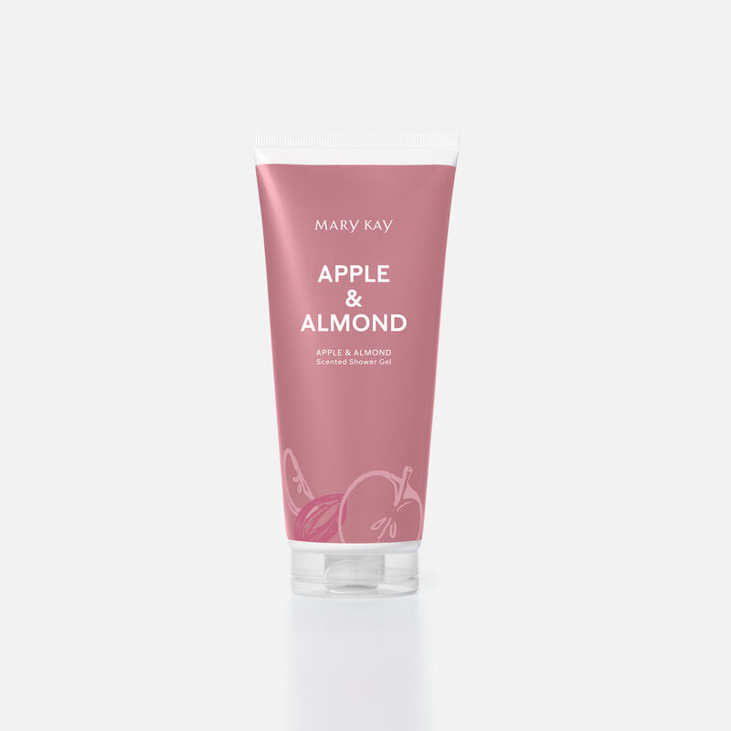 Tube of Mary Kay Shower Gel in Apple and Almond scent standing on its cap